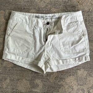 Mossimo Supply Co. White Jean Shorts with Frayed Hem